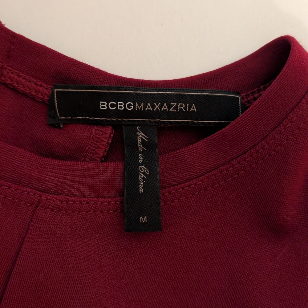 BCBGMaxAzria Wine Short Sleeve Peplum Top - Picture 6 of 8